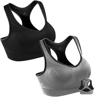 Double Couple Sports Bras for Women Racerback High Impact Support Workout | Padded, Sports Bra Pack, for Gym Yoga Fitness Running, Large Bust , Plus Size, C-DDD Cup, Compression, Supportive, Seamless