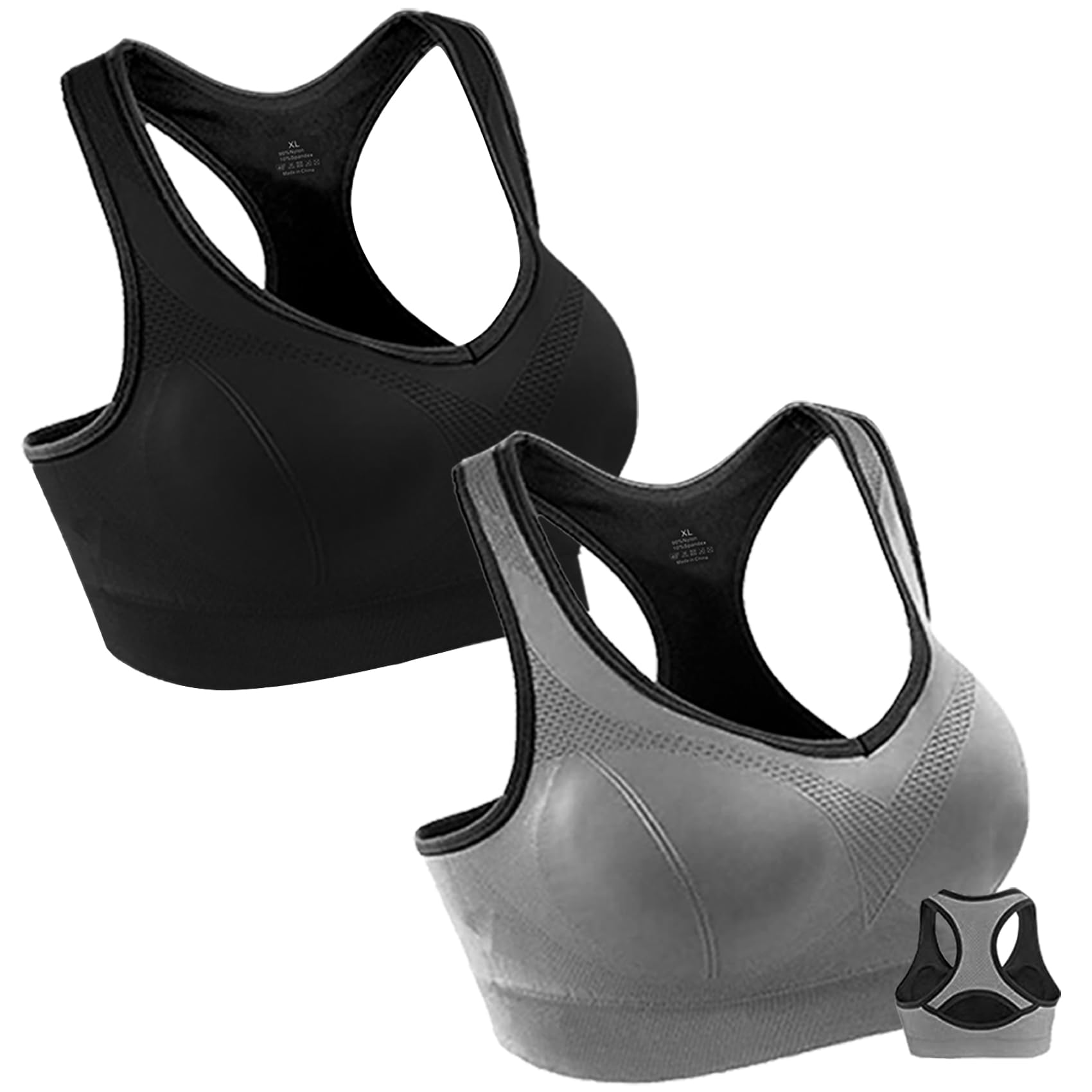 Double Couple Women Racerback Sports Bras for Women High Impact Workout Yoga Gym Fitness Bra
