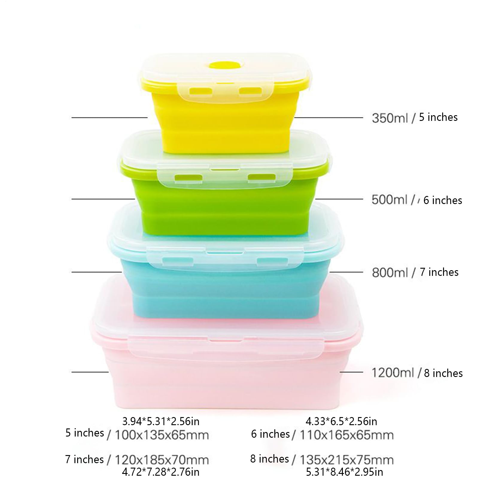 Envases De Silicón Para Alimentos 4 Piezas De Recipientes De Silicón Con