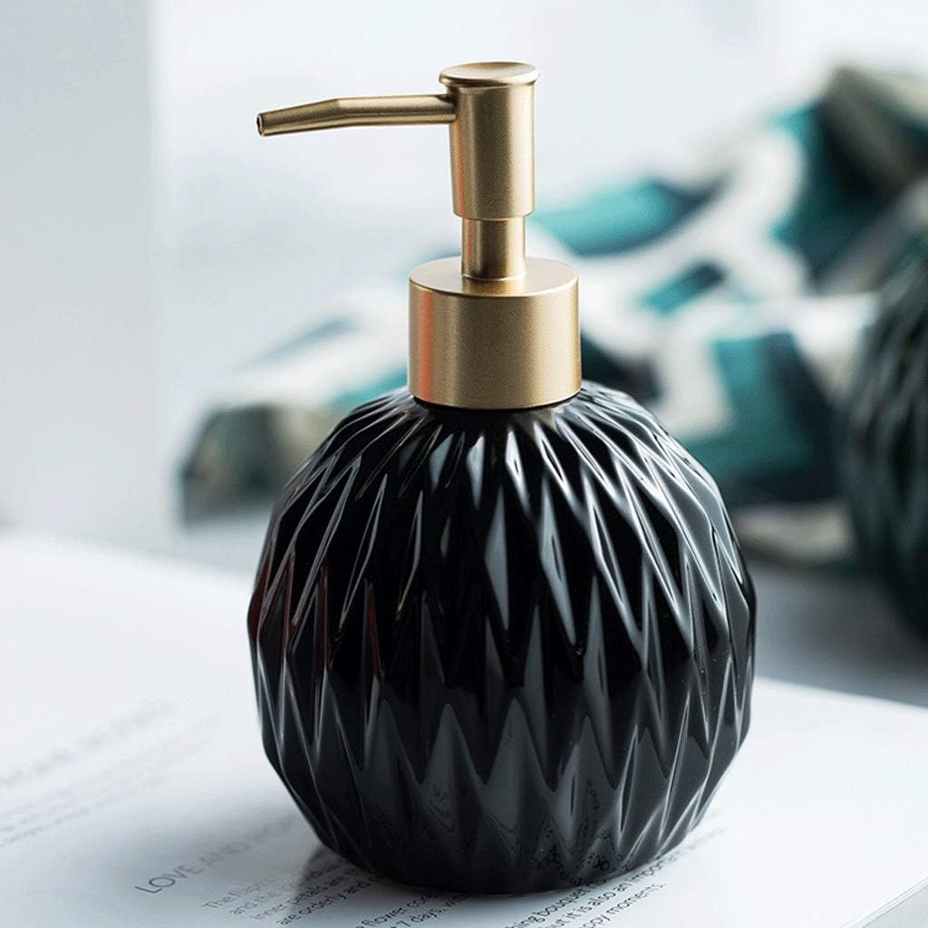 Geeyu Sphere Ceramics Soap Dispenser, Countertop Hand Lotion Pump Bottles, Housewares for Kitchen Bathroom Washroom, Accessories with Pump (Color : Khaki, Size : 400ml)