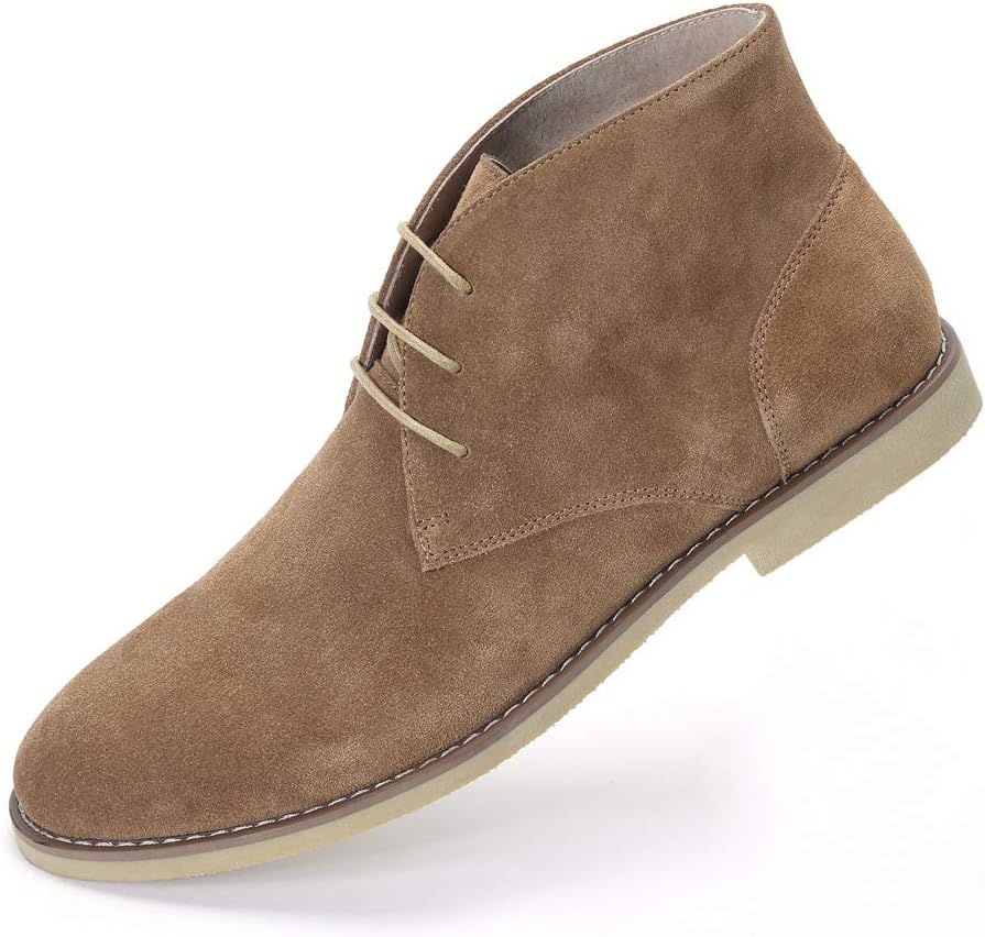 Cestfini Casual Chukka Oxford Boots for Men Suede Genuine Leather Lace Up Oxford Ankle Boots ROCKN01-BROWN-7
