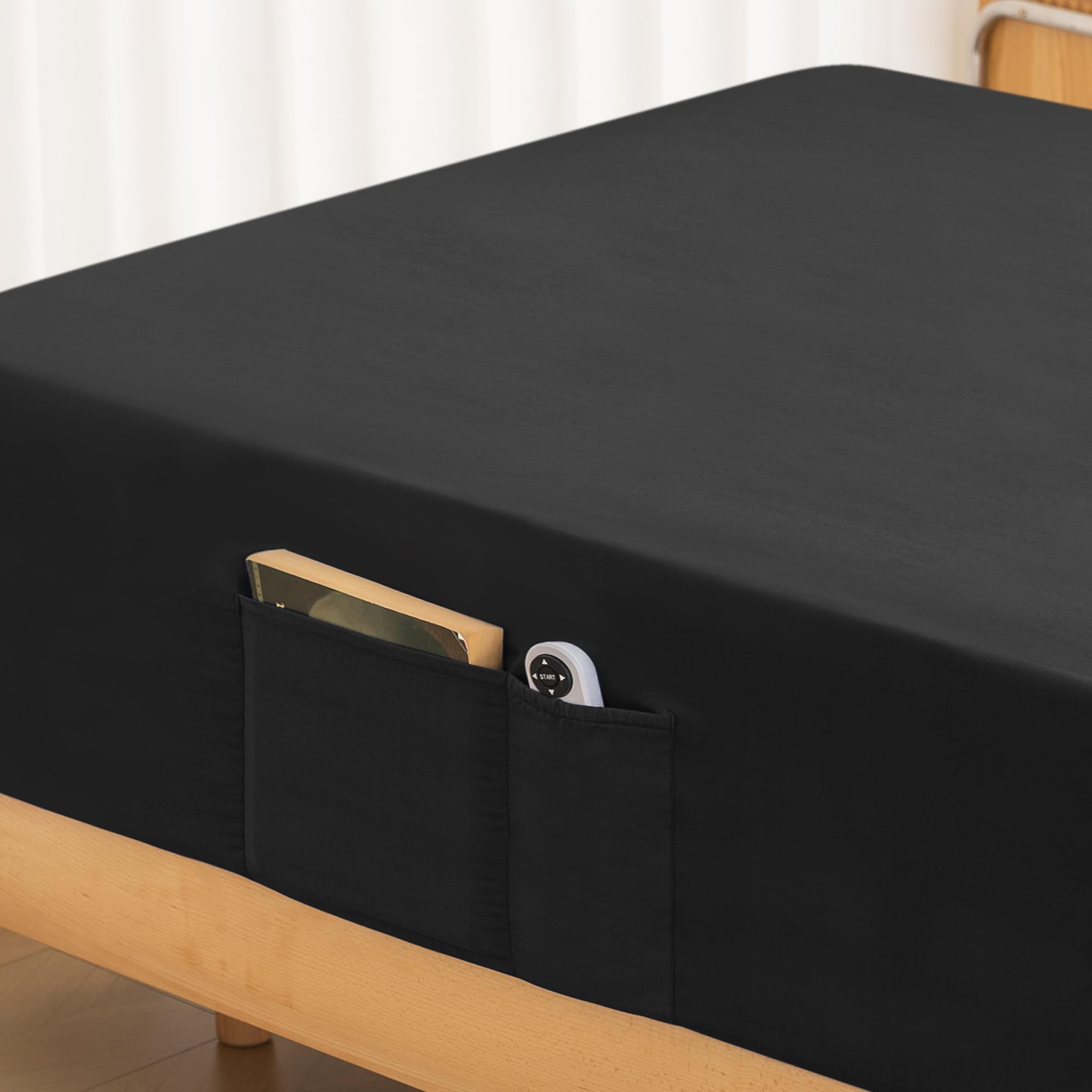 ALYVIA SPRING Cal King Fitted Sheet Only - Premium 1800 Super Soft & Cozy Microfiber, Wrinkle, Fade, Shrinkage Resistant Deep Pocket Cal King Size Fitted Bottom Sheet, Black