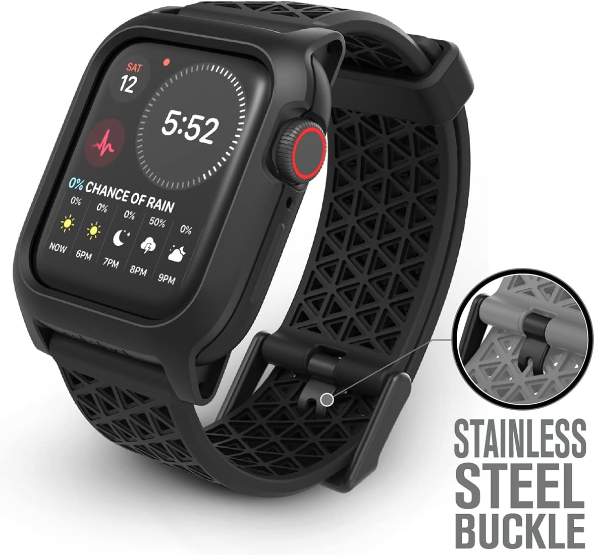 Catalyst Case Designed for Apple Watch Series SE 2022, Series 6/5/4 Impact Case Compatible with ECG and EKG Superior Sport Band Rugged Protective Case, Drop Proof, Shock Proof, Stealth Black