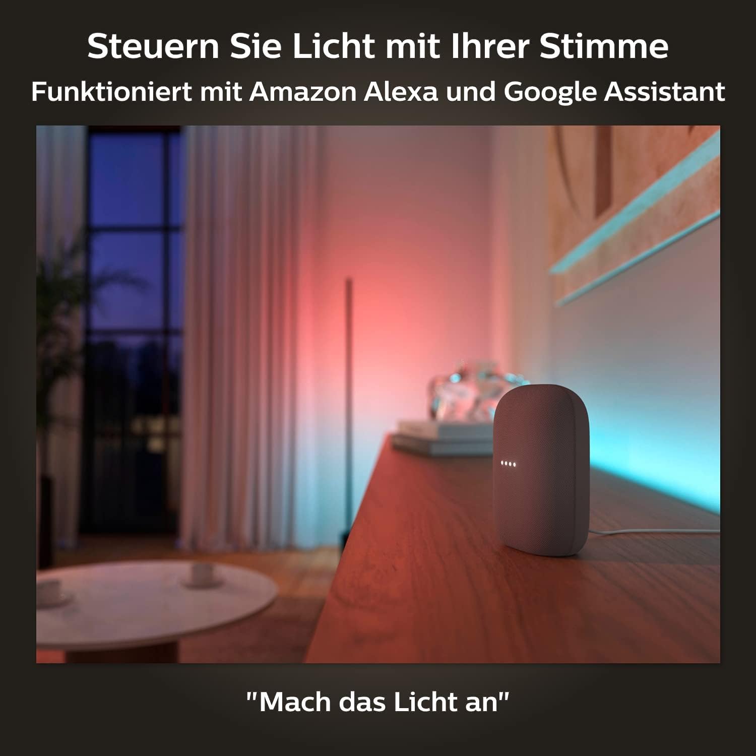 Philips Hue White & Color Ambiance Gradient Lightstrip Basis-Set 2 m, dimmbarer LED Streifen, 16 Mio. Farben, smarte Lichtsteuerung