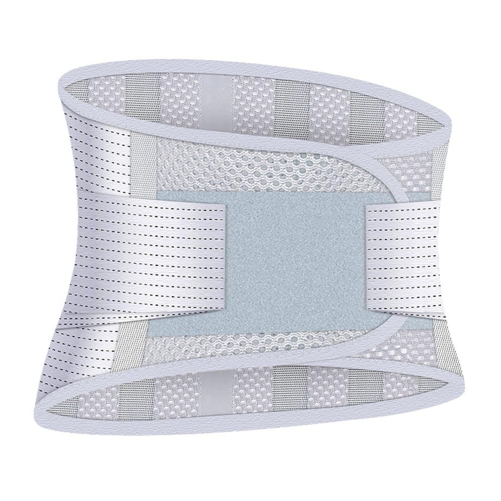 Back Support Breathable Mesh Lower Back Brace Adjustable Waist Trainer Trimmer Belt Men Women Lumbar Decompression Pain Relief Age Band (Gray Large)