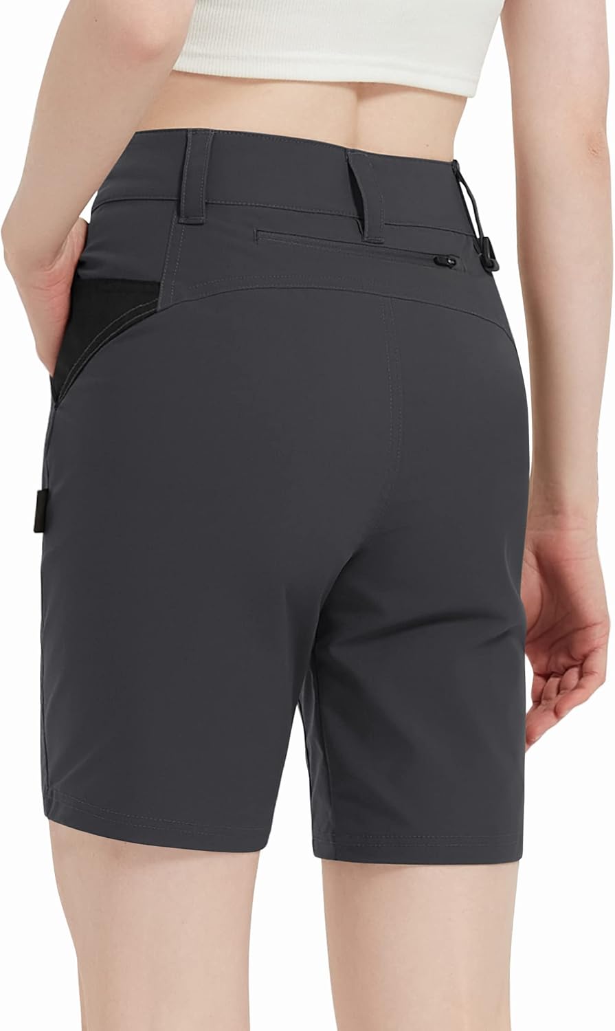 HARD LAND Women's Hiking Cargo Shorts with Pockets 8 Inches Water Resistant Outdoor Summer Shorts Quick Dry Lightweight