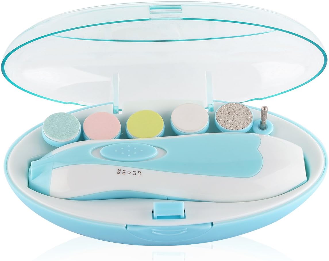 Baby Nail File, Newforshop Portable Versatile Safe Baby Nail Clippers for Newborn or Toddler Toes and Fingernails Easy-to-Use One-Button Activation Multiple Speeds