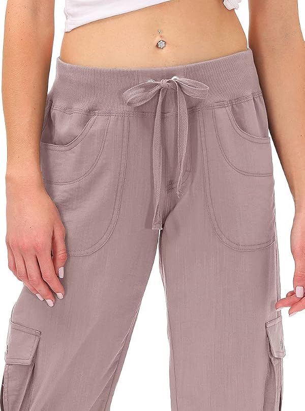 MoFiz Women's Hiking Cargo Shorts Quick Dry Lightweight Athletic Capri Pants for Camping Jogger with Pockets Pink by MoFiz - Used condition - Image 2