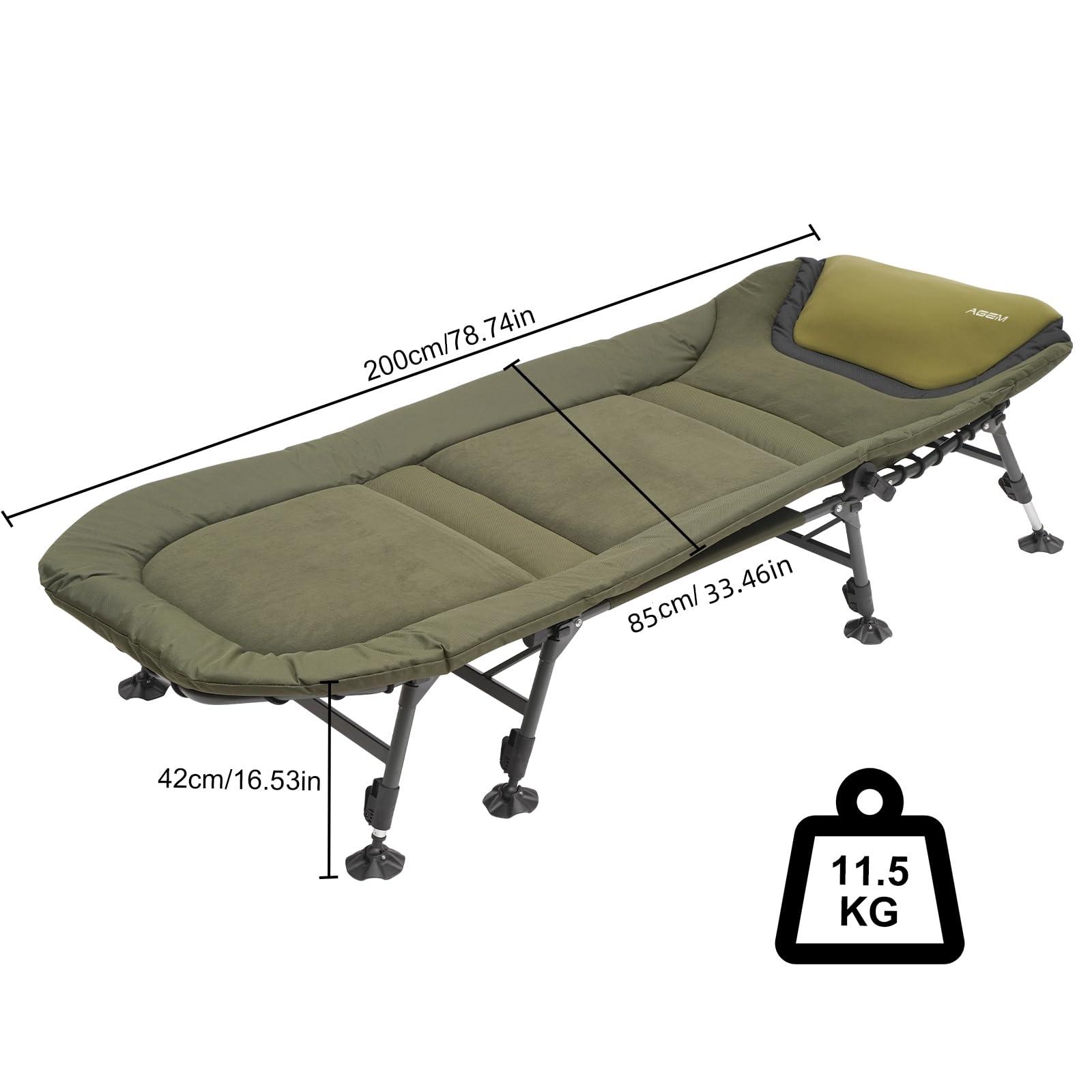 AGEM Karpfenliege XXL 8 Bein Feldbett Klappbar Campingliege Gartenliege Camping Angellige Campingbett 130kg