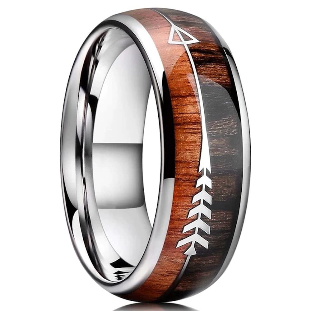 ZENSE - Anello da uomo in legno e acciaio con freccia ZR0173