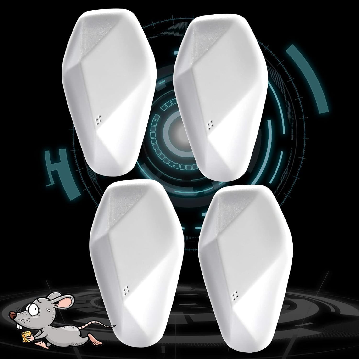 FUIN4pack Ultrasonic Pest Repeller - Effective Indoor Pest Control For Home, Kitchen, Office, Hotel, And Warehouse - Mosquito And Rat Repellent