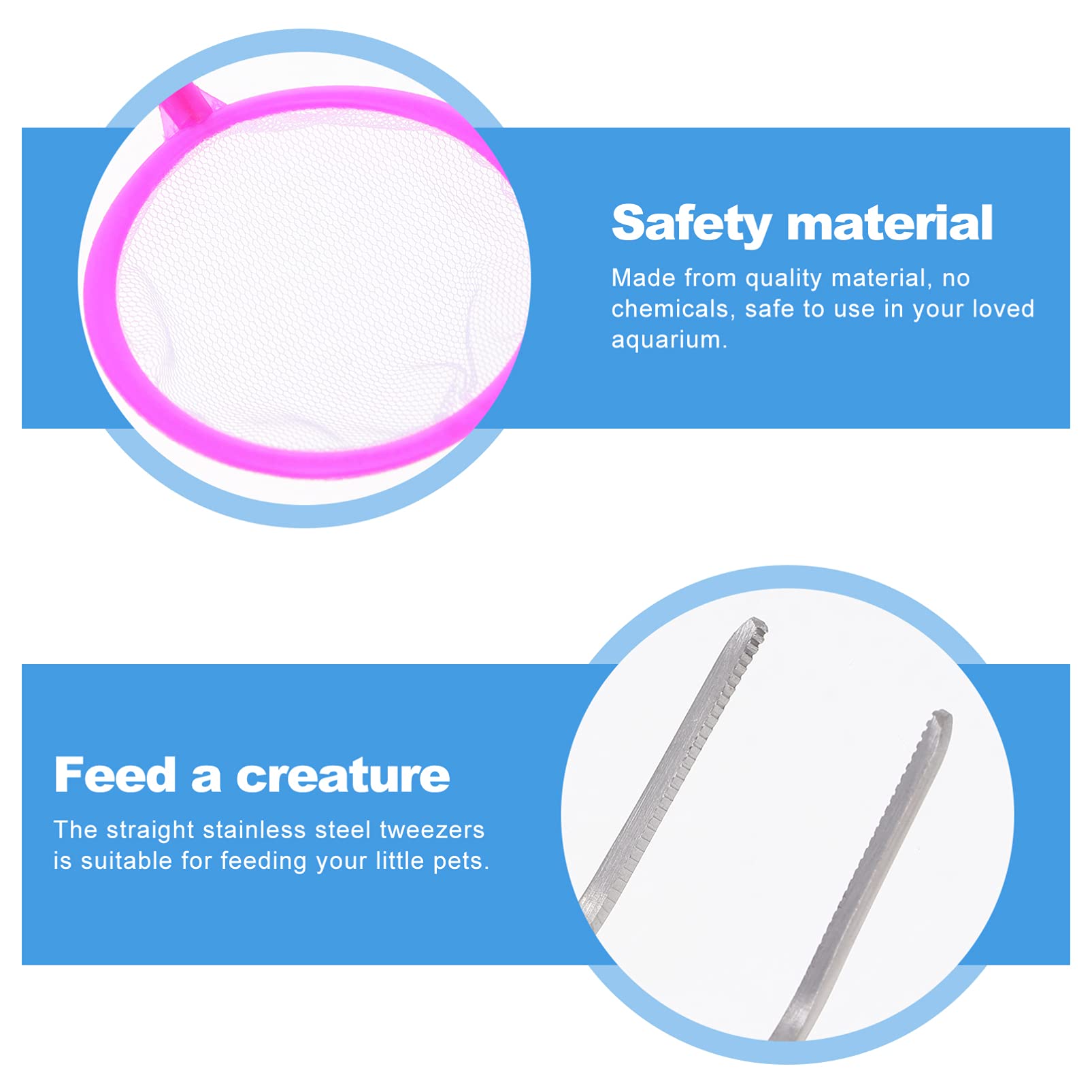 Yardwe Professional Fish Tank Cleaning Tools Set 7 Pieces Including Brush Spatula Tweezers Net for Aquascaping Random Color