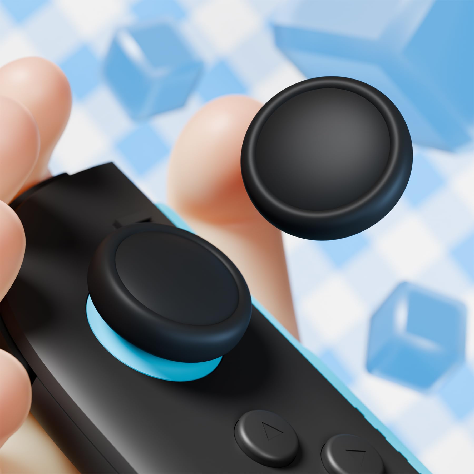PlayVital Thumb Grips for Nintendo Switch 2, 4-Pack Silicone Joystick Caps for Joycon 2 Accessories, Comfort Thumbstick Grip Covers - Black - 5