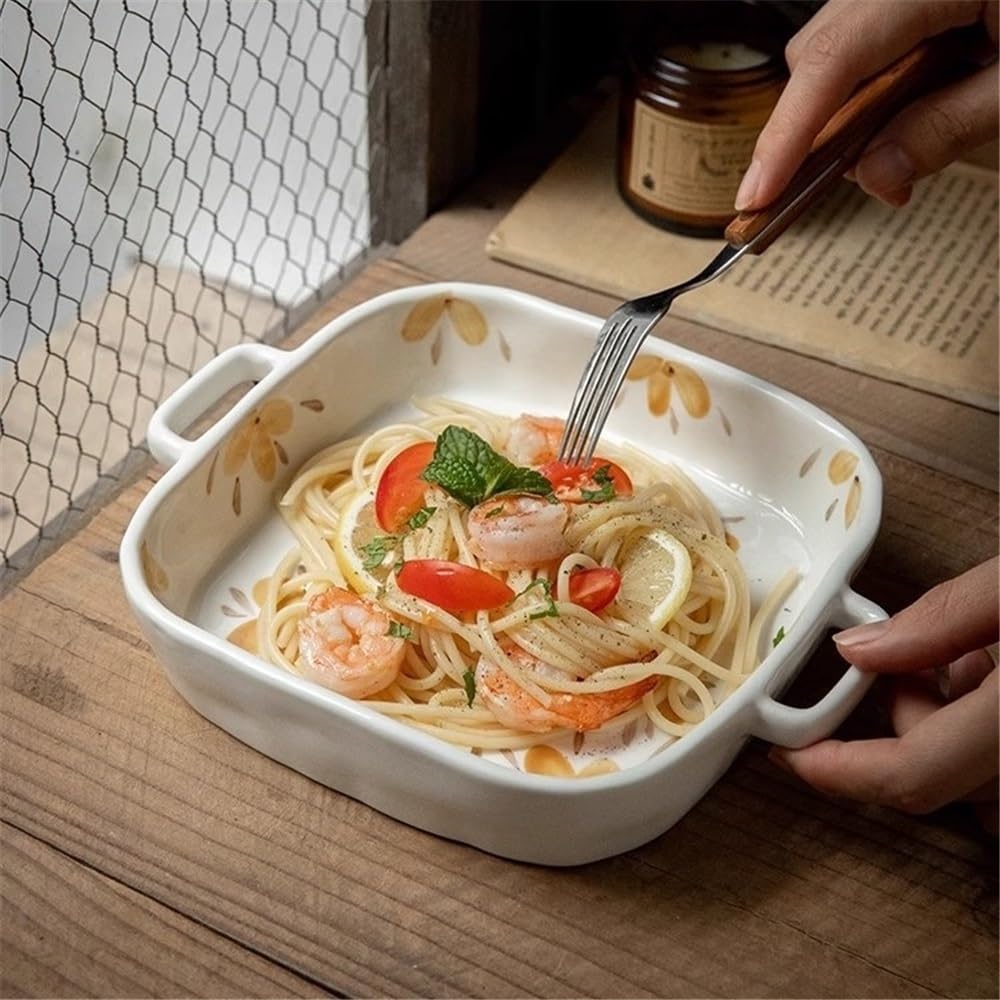 Bol de cuisson carré créatif à double oreille Pain