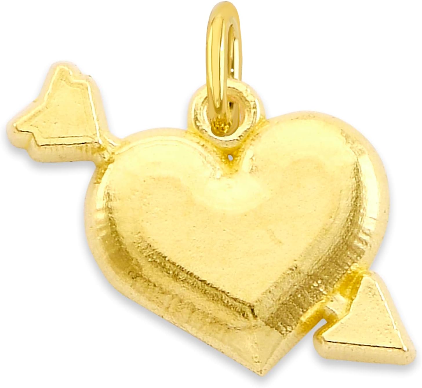 Solid 10k Gold Heart with Arrow Microcharm, Mini Cute Charm Cupid Symbol with Clasp