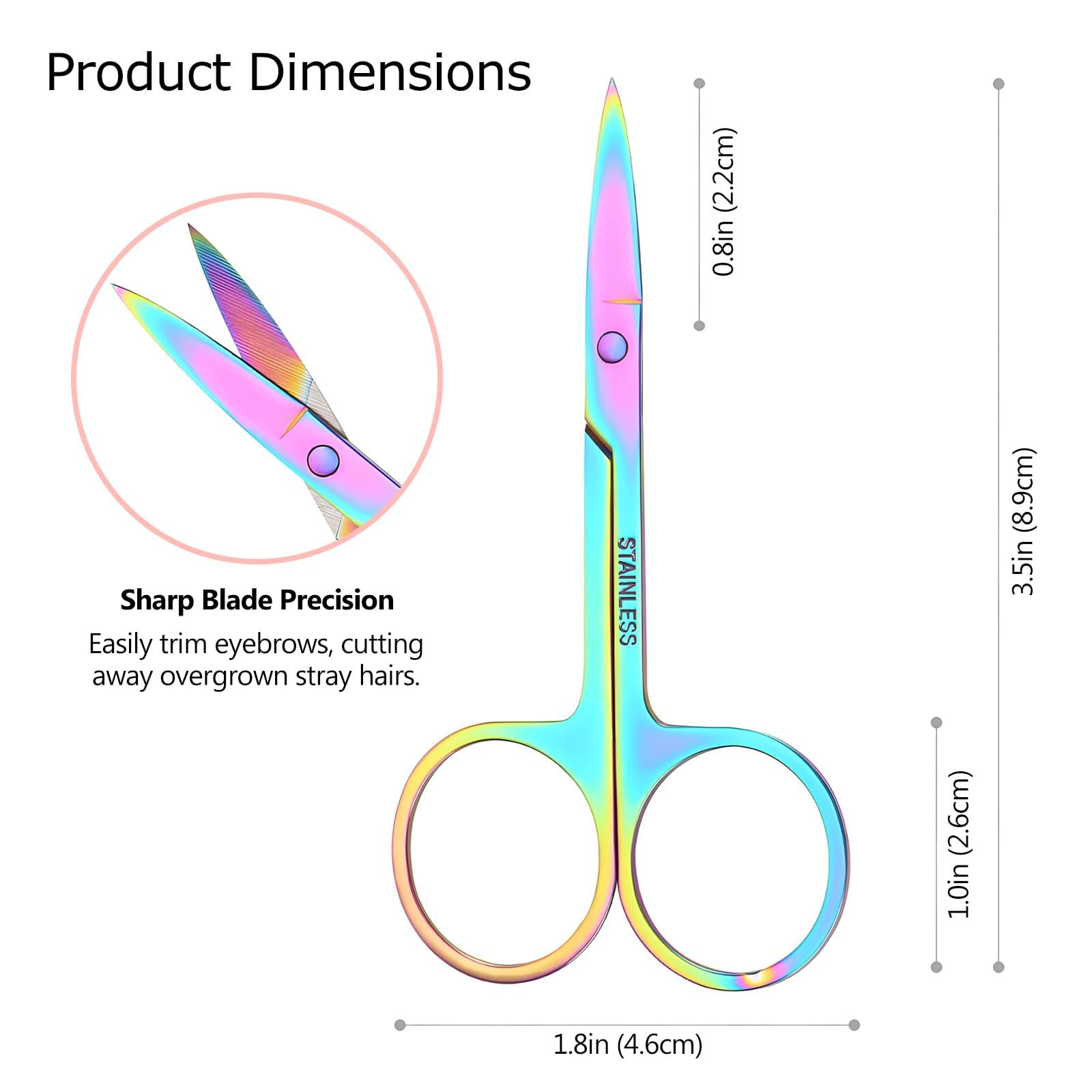 Feelhigh Small Straight Tip Nose Hair Scissor for Grooming, Stainless Steel Multi-Purpose Beauty Grooming Scissors for Facial Hair Removal and Hair Mustache Beard Eyebrows Ear Nose Trimming (1)