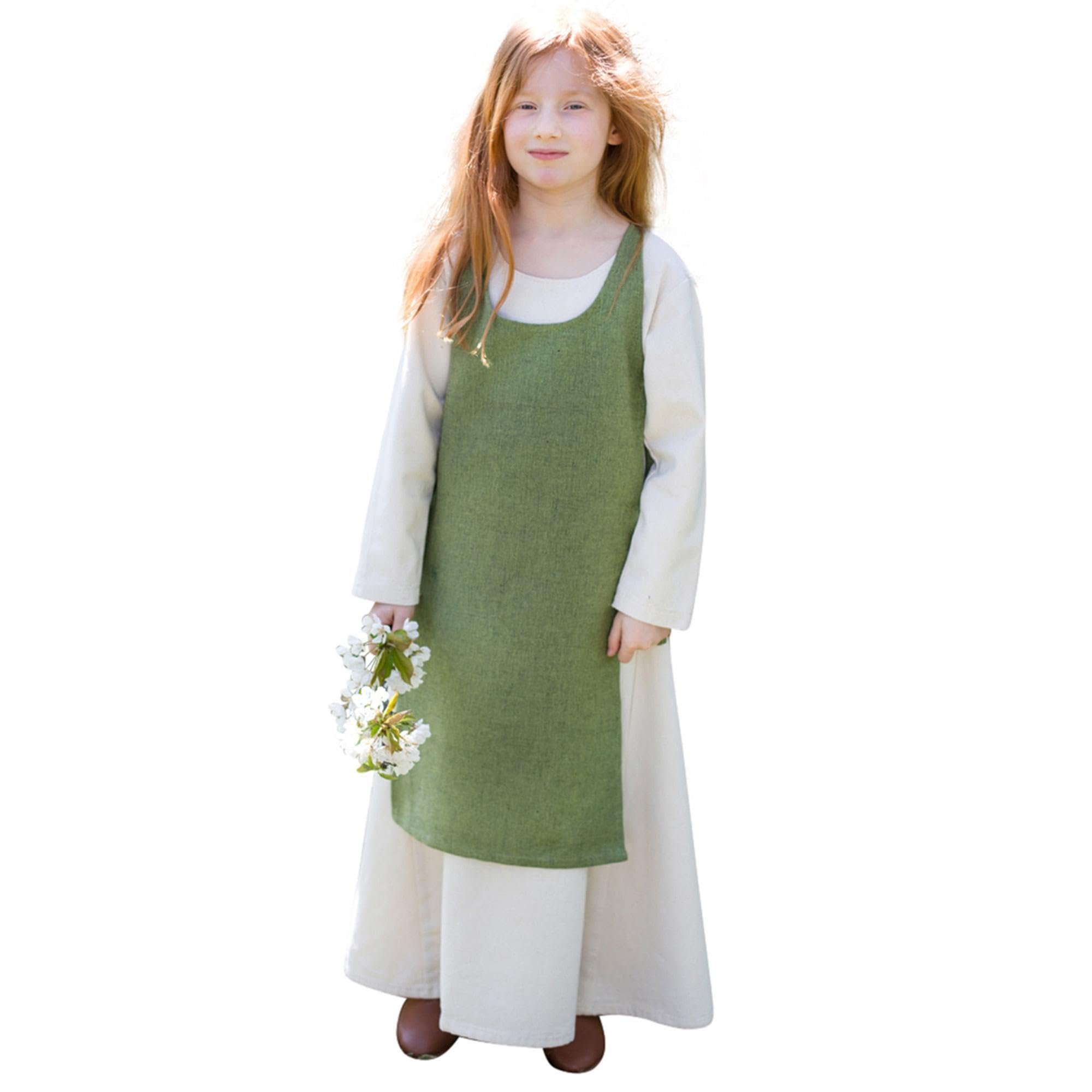 Burgschneider - Kinderüberkleid Ylva - Lindgrün (140, für Damen & Herren, Baumwolle) Historisch - Early Medieval, Viking