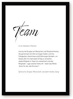 OHM® Poster & Kunstdrucke – Team – Geschenk für Kollegen Arbeit Büro – DIN A4 Wandbild inklusive Bilderrahmen