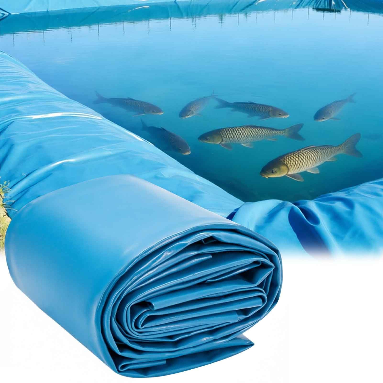 DMCHENGMA Blue HDPE Fish Pond Liner 0.16mm Thick - Heavy Duty Waterproof Pool Tarp for Waterfalls & Fountains, Elasticity Damp Proof Underlayment(5x12m(16.4x39.3ft))