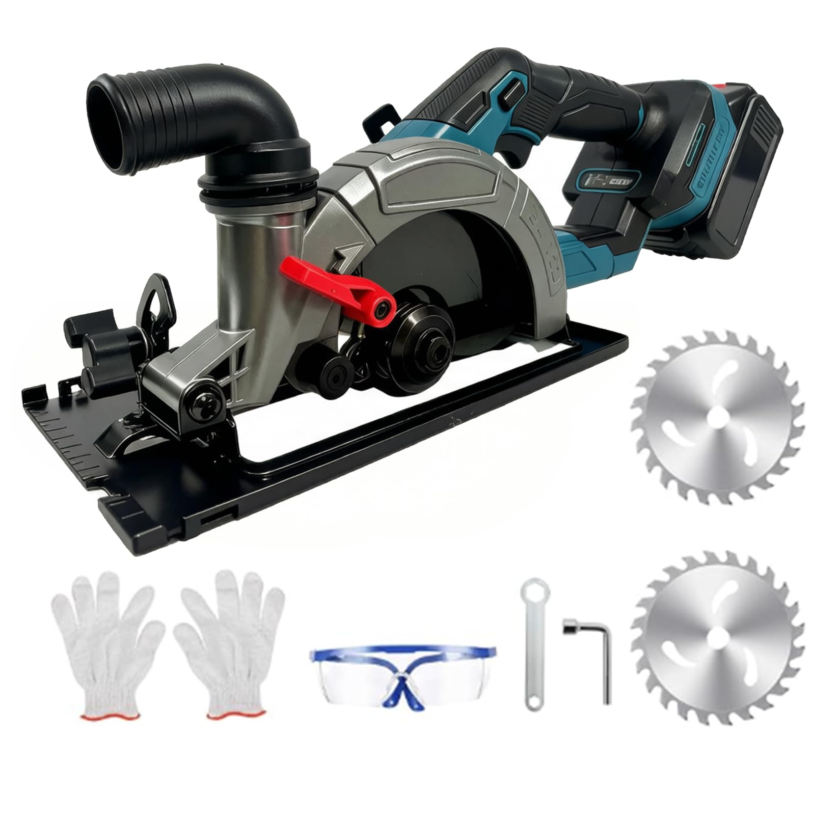Akumulatorowa pilarka tarczowa 5,5 cala do Makita 18 V, bezszczotkowa mini ręczna piła tarczowa z 2 brzeszczotami (140 mm) – 7500 obr./min, głębokość cięcia 56 mm, nachylenie 0-45° – idealna do drewna