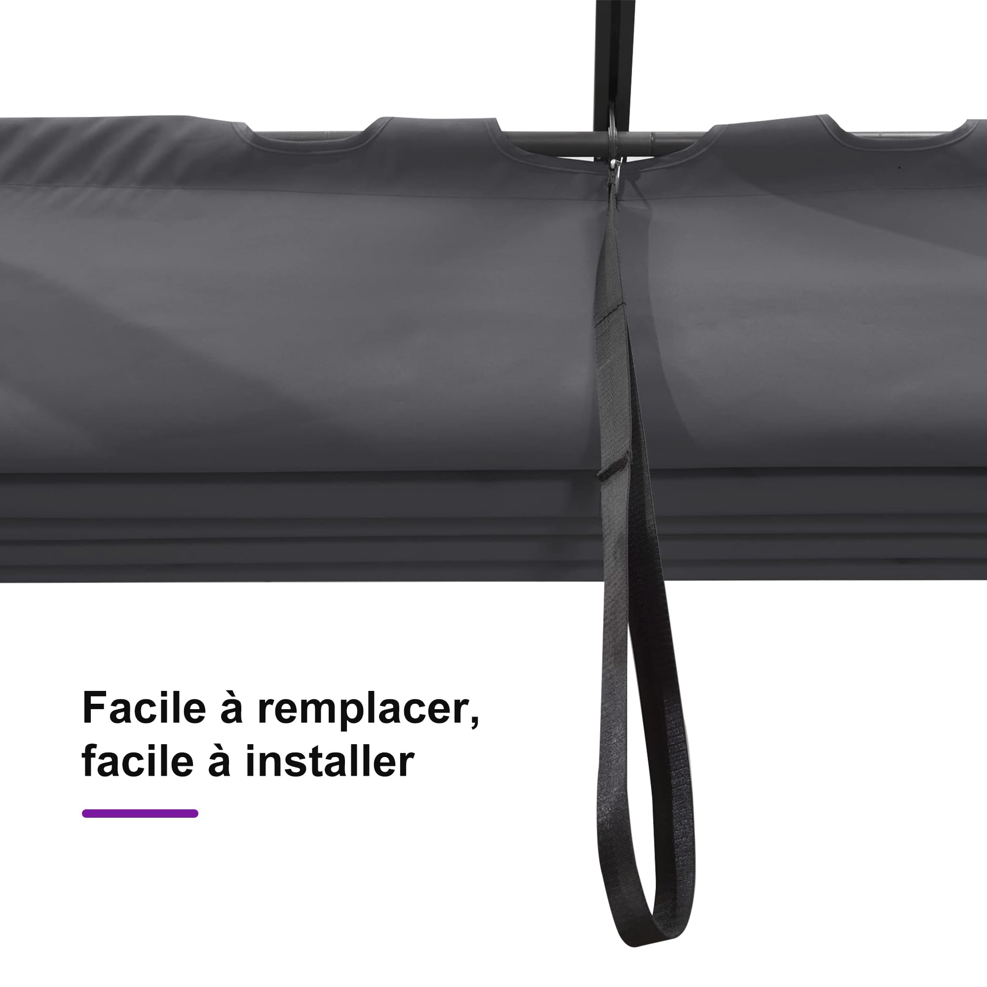 PURPLE LEAF Bache pour Pergola, Toile Pergola 4 x 3 m Retractable, Toile de Tonnelle Toile de Toit Rechange pour Jardin Terrasse, Gris