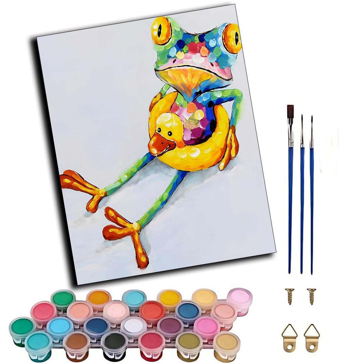 WANGXIAO Paint by Numbers Kit for Adults,Adults' Oil Painting Number Kits for Wall Art,20x16inch，Cute Frog,Frameless