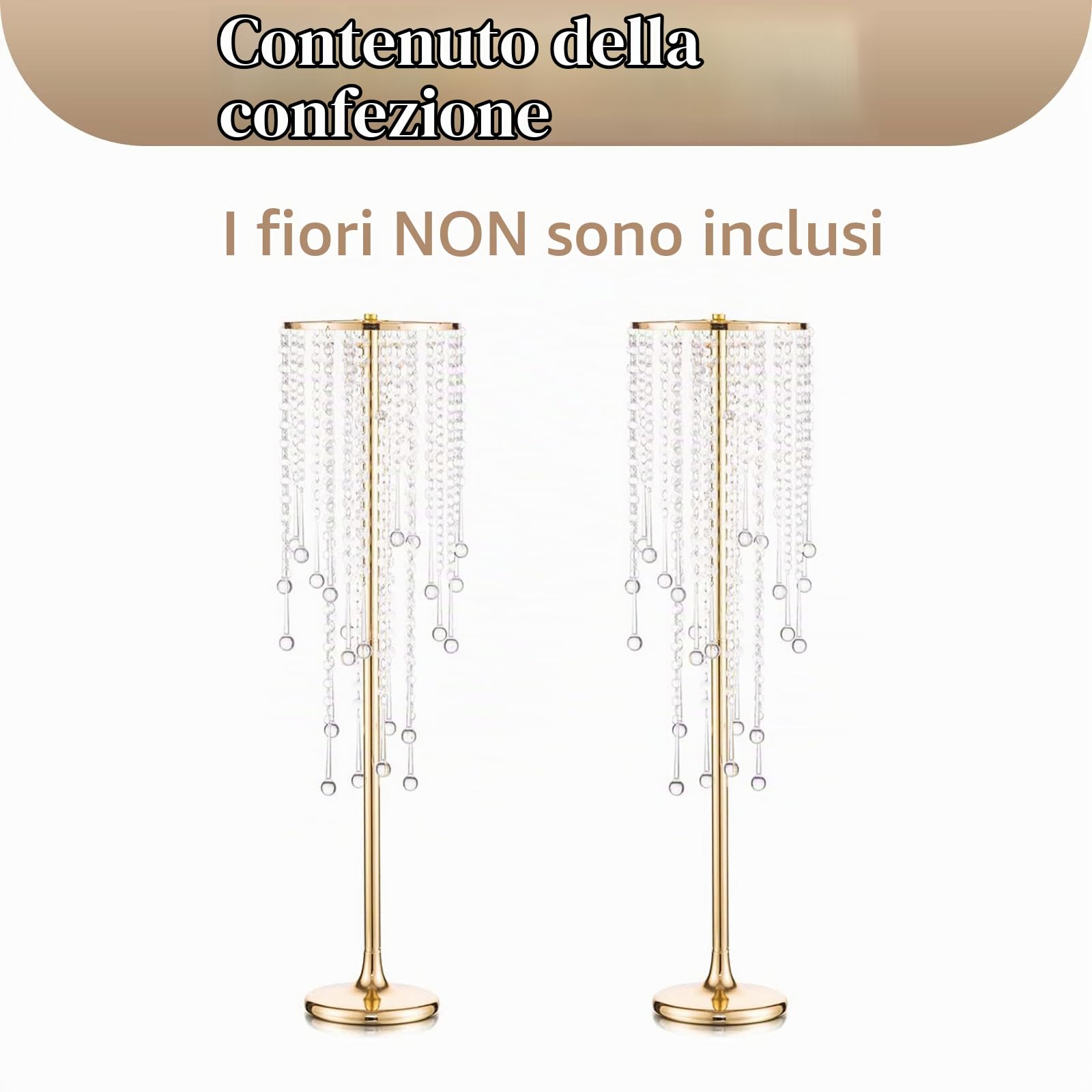 Sziqiq 75cm Alto Vaso Centrotavola per Fiori - 2 Pezzi Centrotavola per Matrimonio in Metallo Dorato per Guinzagli Stradali da Pavimento Per Eventi Battesimo Festa Matrimonio Ricevimento