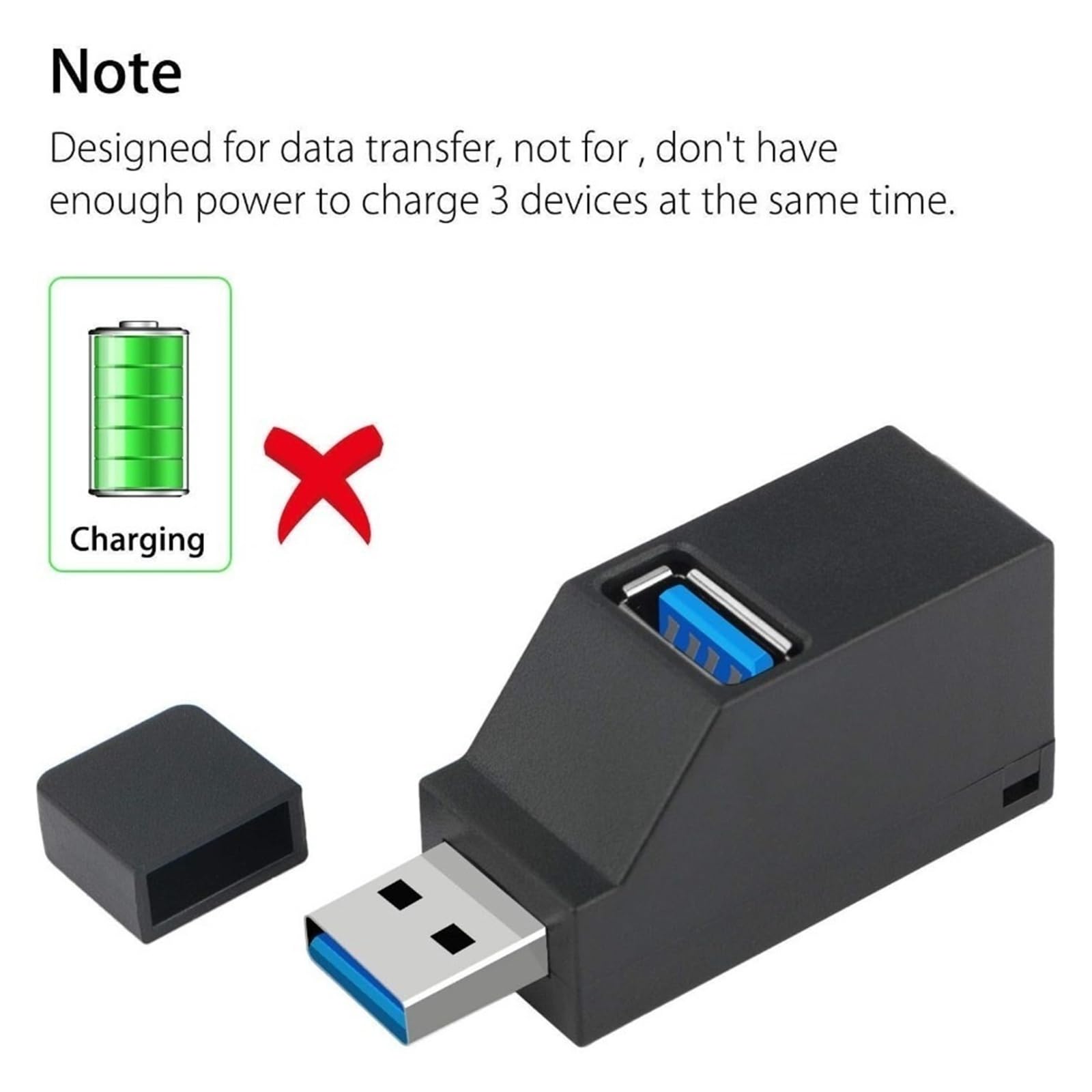 Hub USB 3.0 a 3 porte ad alta velocità per mini splitter per laptop PC Card Reader (bianco)