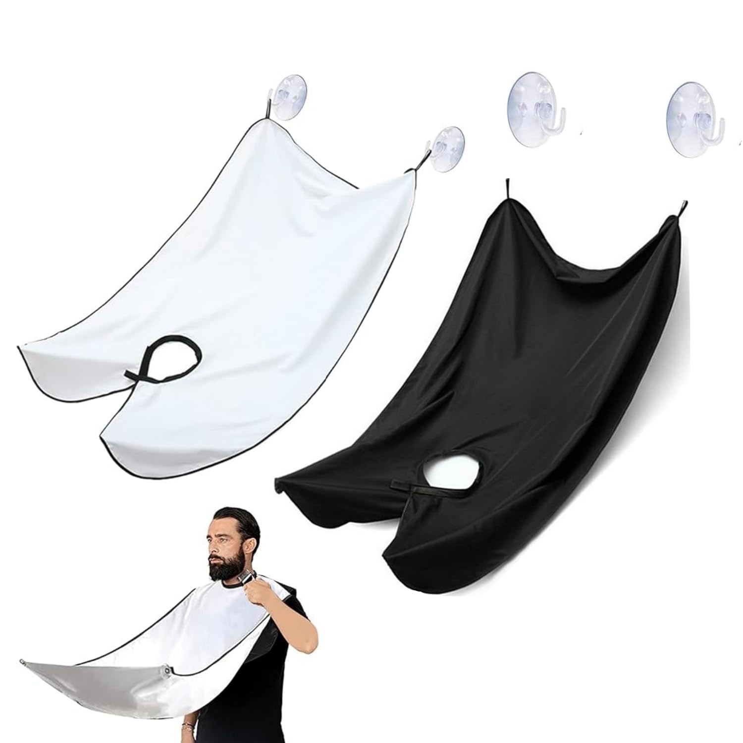 Zwenjuan Beard Bib Apron for Men,2pcs Beard Hair Catcher for Shaving & Trimming Large Shaving Hair Catcher Waterproof Grooming Cape for Trimming,No Mess Unique for Dad, Husband, Father