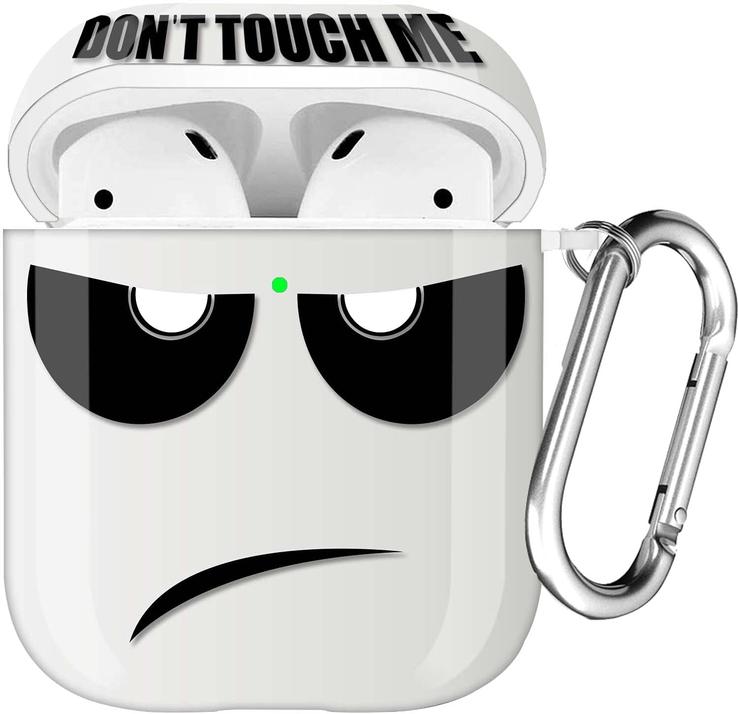 Youtec AirPods Case, Don't Touch Me Airpods Cover with Keychain Soft Cute Cartoon Shockproof Cover for Women Men Compatible with AirPods 2/1 Charging Case