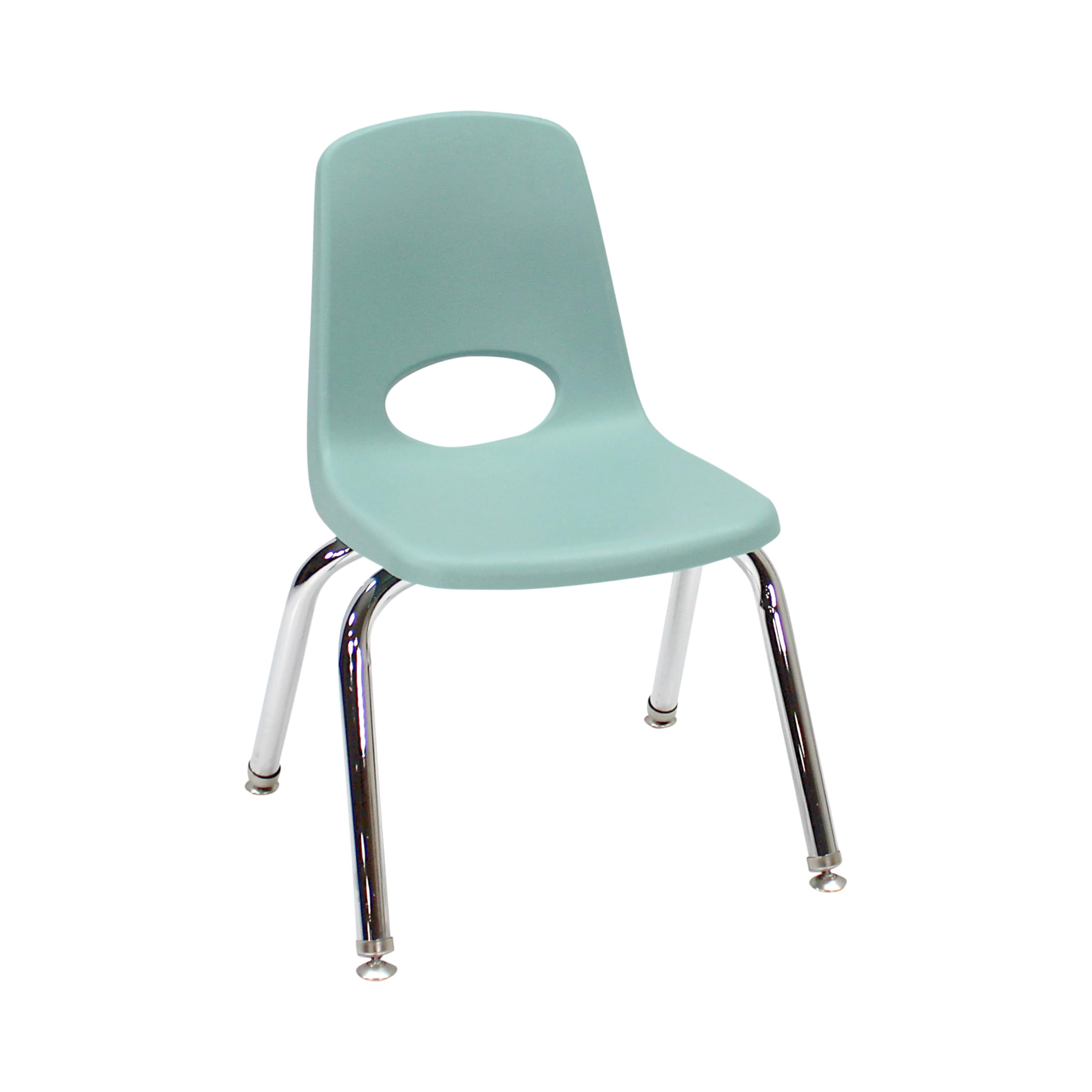 FDP 12" School Stack Chair,Stacking Student Seat with Chromed Steel Legs and Swivel Glides for Classroom, Homeschool or Learning Space - Seafoam, 11556-SF