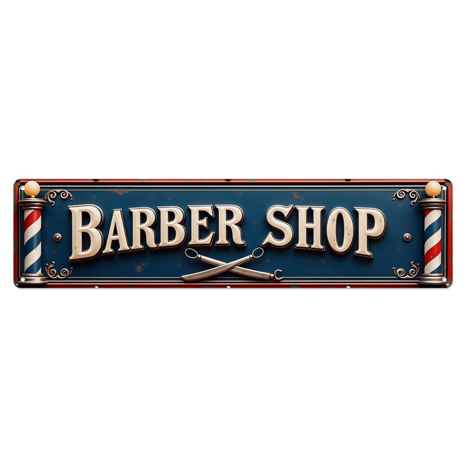Vintage Barber Shop Pole Long Metal Sign Vintage Aluminium Metal Sign, Retro Wall Decor for Home, Bar, Garage & Farmhouse 10 * 40cm