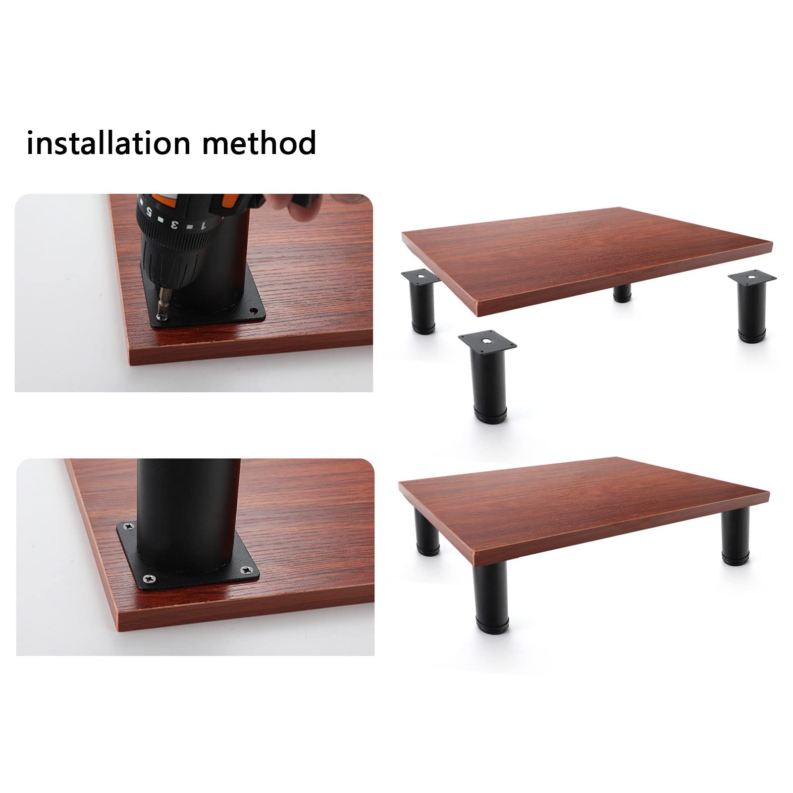 4 Piezas Patas para Muebles, Regulables en Altura 0-30 mm, Pies para Armario de Acero Inoxidable, para Sofa Mesa Estantes Cama, con Tornillo, Dorado champagne (60cm/23.62in)