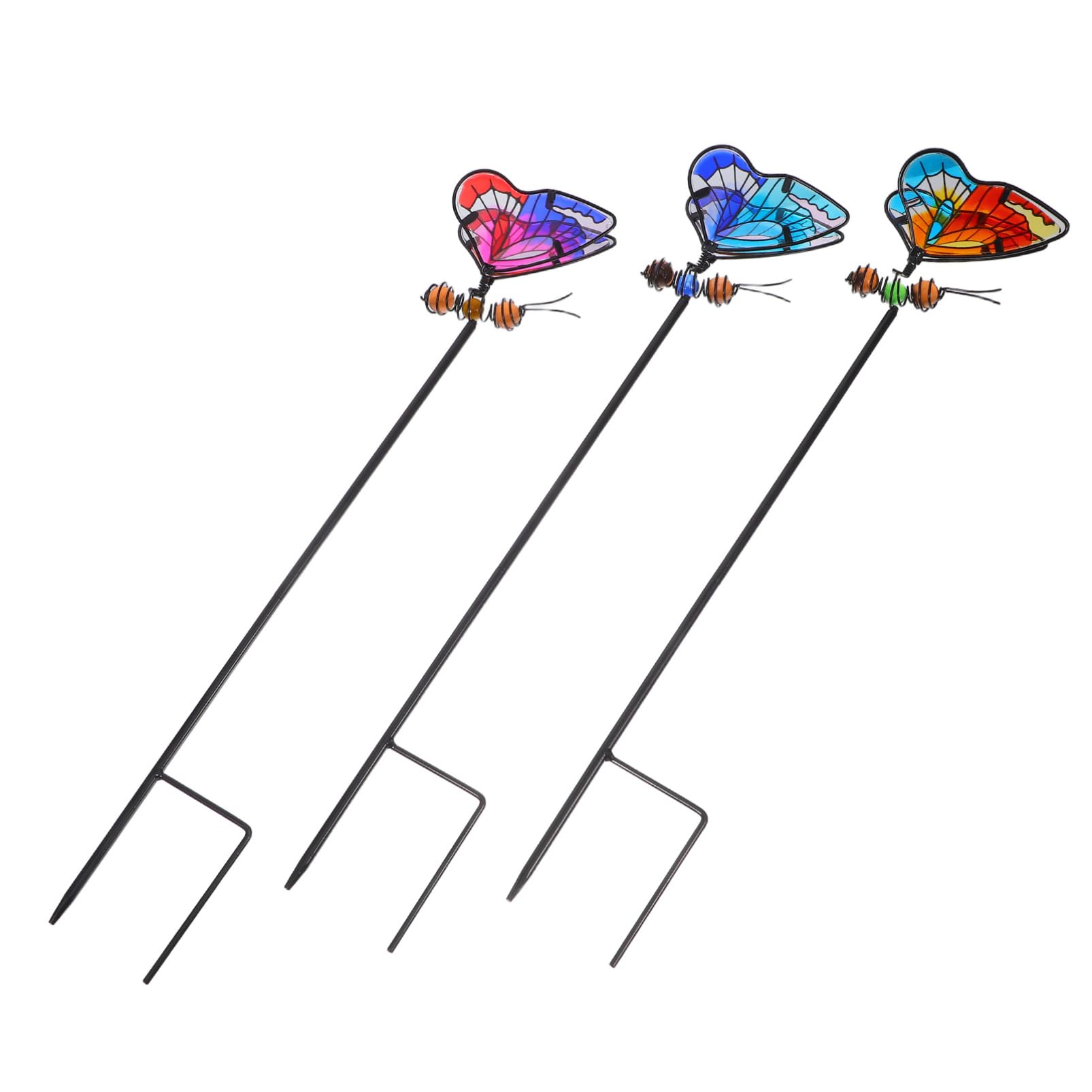 Dekorative Gartenstecker Schmetterling 3 Stück Eisen Glas Wetterfest