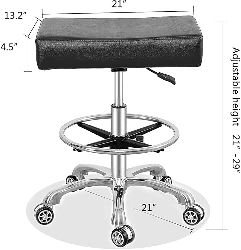 Miniatura 3 de Antlu Taburete giratorio ajustable para masaje, oficina, tatuaje, cocina, taburete de trabajo resistente con ruedas (negro, con reposapiés)