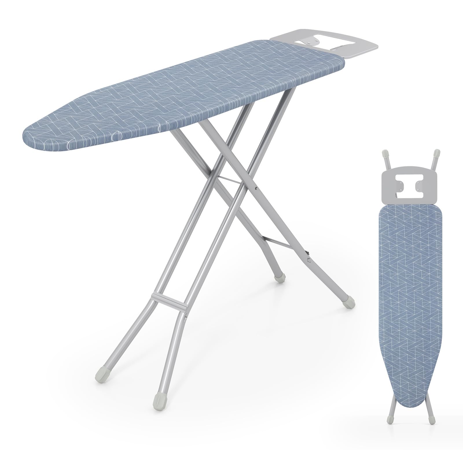Giantex Ironing Board, 48'' x 13.5'' Folding Heavy Duty Iron Board with 7 Adjustable Heights, 4 Layer Heat Resistant Cover & Pad, Carbon Steel Ironing Boards with Iron Rest for Laundry Room