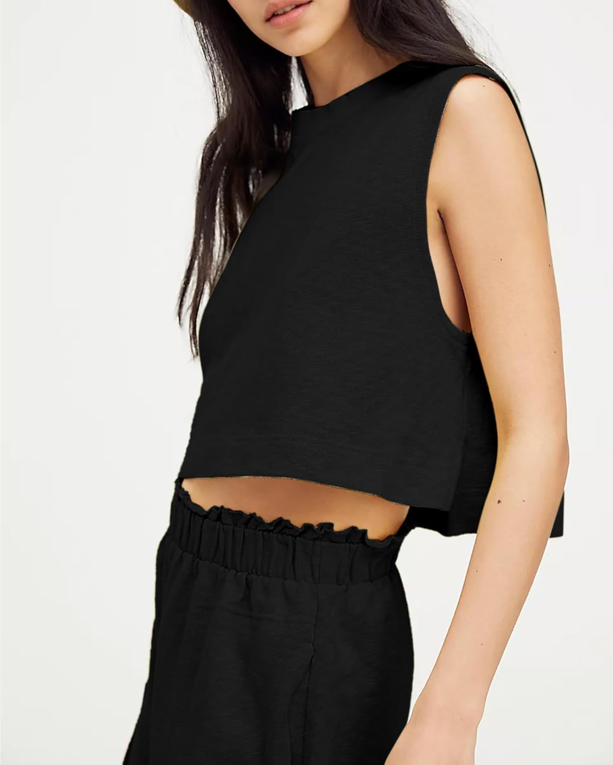 Lounge Sets for Women Summer 2 Piece Outfits Sleeveless Tank Tops Matching Shorts Workout Set Beach Clothes - Image 2