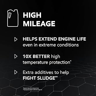 Mobil 1 High Mileage Full Synthetic Motor Oil 5W-30, 5 Quart (Pack of 2)