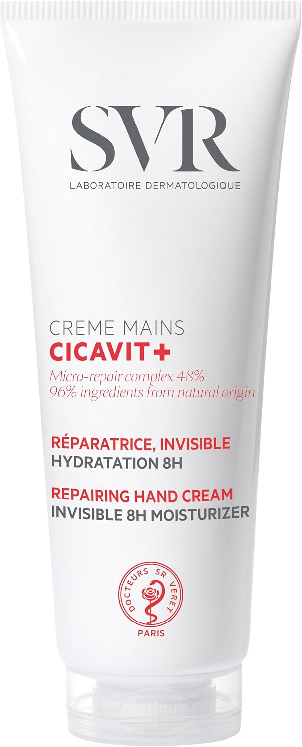 SVR – Cicavit+ Crème Mains – Gamme Cicavit+ – Réparation intense & protection 8 h – Pour mains très sèches, abîmées – Beurre/coco, polysaccharides, prébiotiques – 75 g