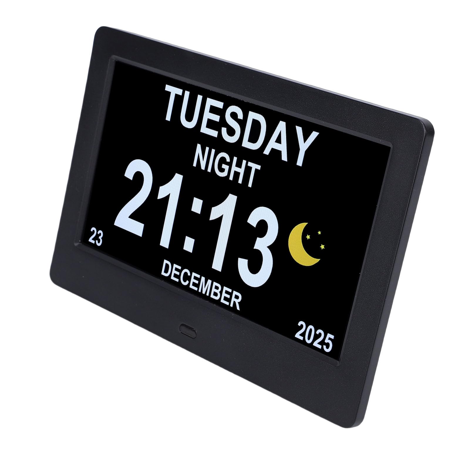 Reloj Calendario Digital Multifuncional de 7 "con Pantalla Clara para una Fácil Lectura Configuración del Despertador para Todos los Usuarios Ideal para Uso en el Hogar y la Oficina Negro