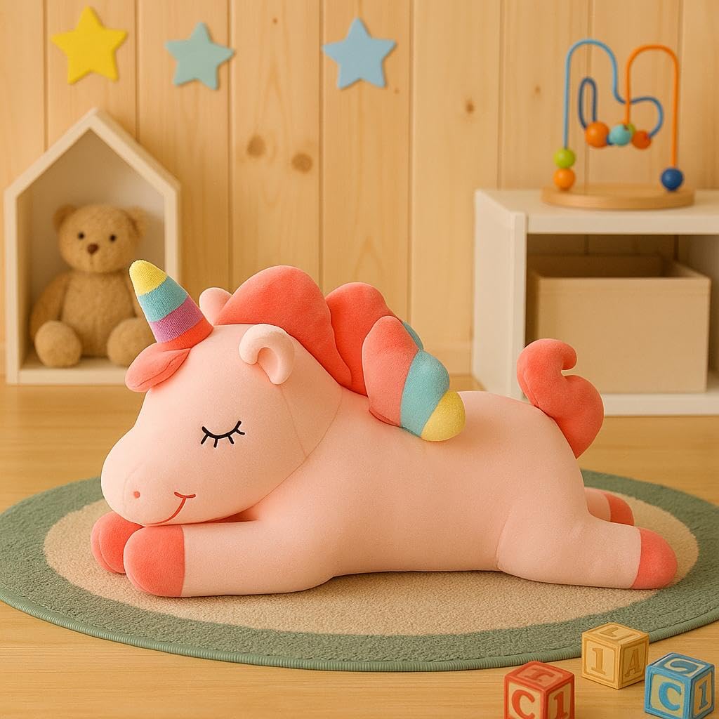Softdreams Soft Plush Toy for Kids – Cute Stuffed Animal Soft Toy – Soft Cuddly Toy for Baby Boys & Girls, Return Gift -Sleeping Unicorn 25cm-image-40