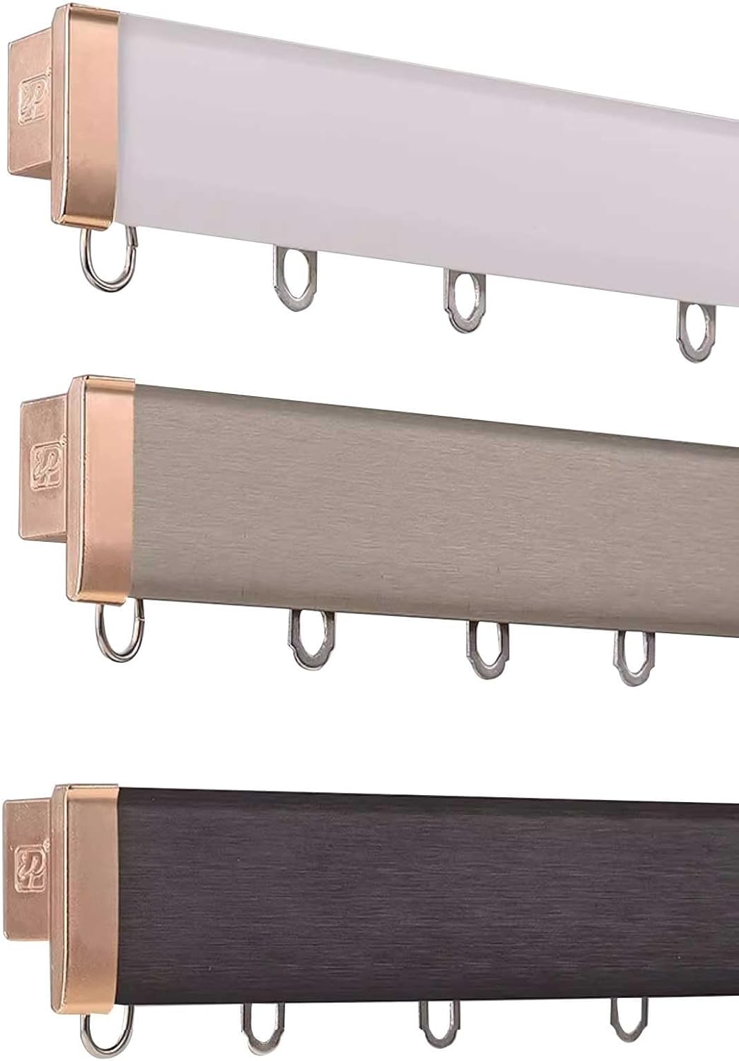 Ceiling Curtain Track Set, 2.7m (8.6ft) Adjustable Blackout Curtain Rods in White/Black/Champagne - Perfect for Room Dividers & Window Treatments