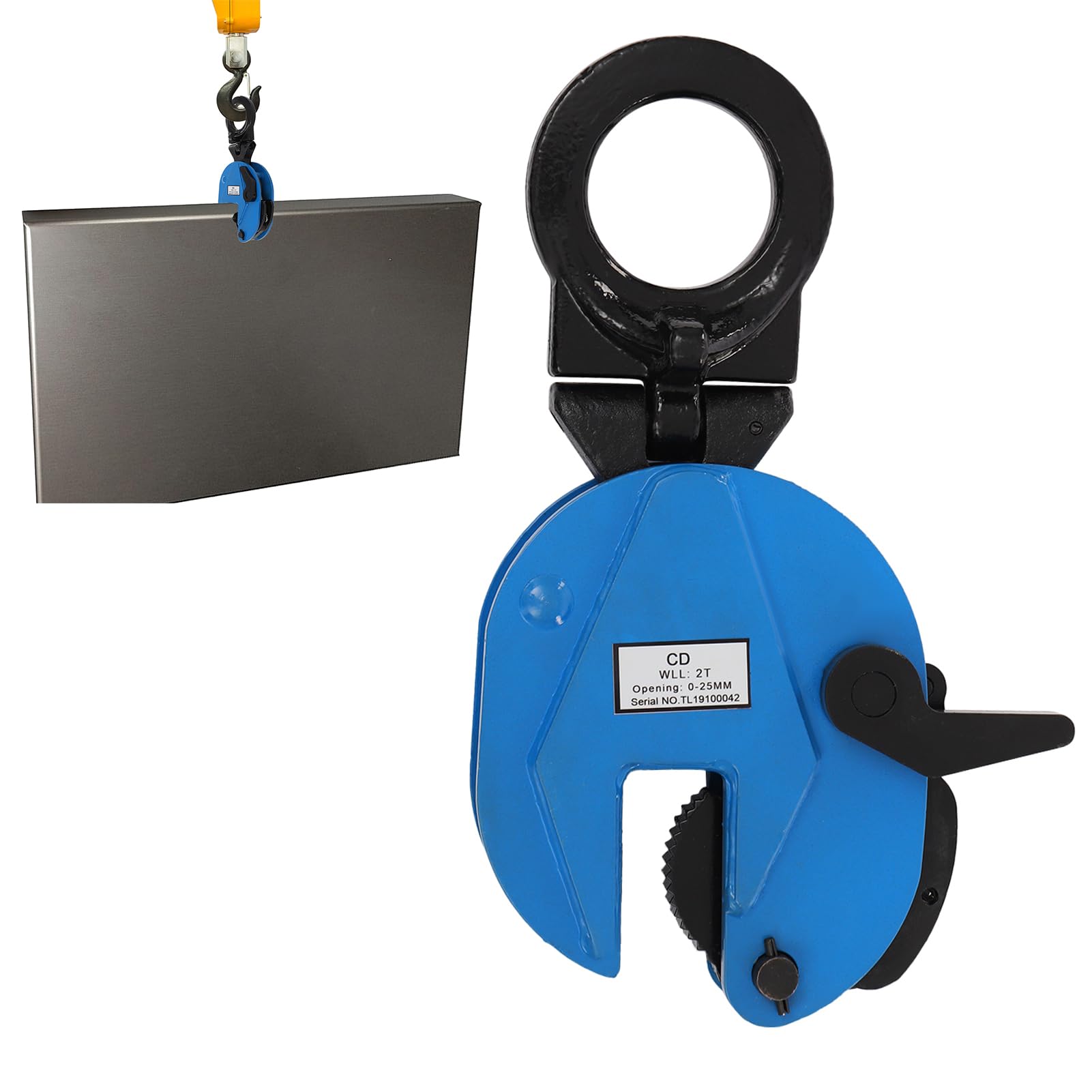 Abrazadera de chapa 2T, elevador de placa 0-25 mm, abrazadera de elevación de chapa de acero, placa de hormigón para levantar y transportar