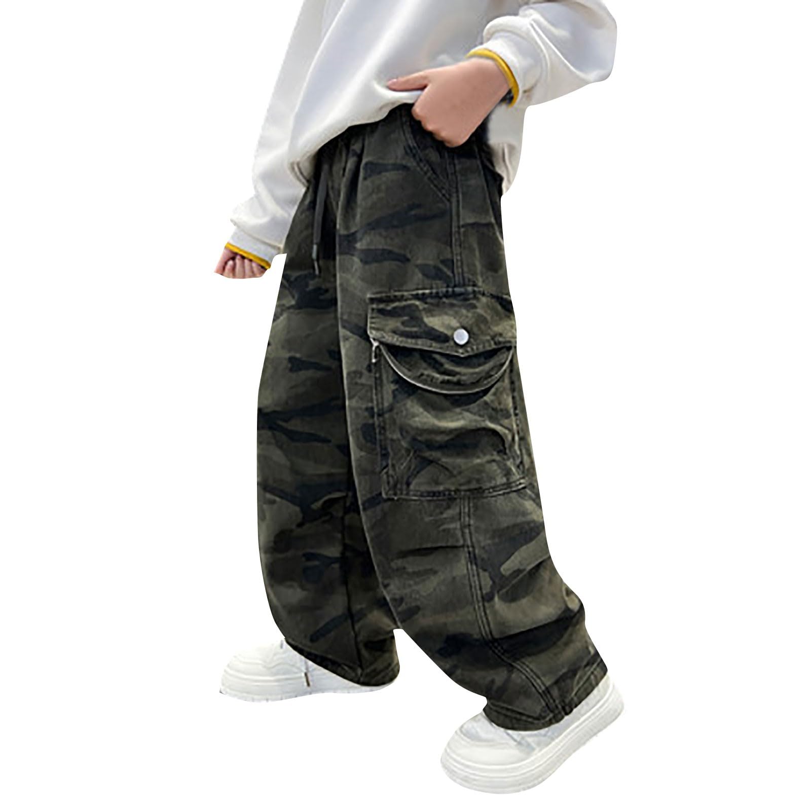 Pantalones cargo para niños, cintura elástica, pantalones deportivos de camuflaje para niños, informales, elegantes, para la escuela, correr, combate, al aire libre