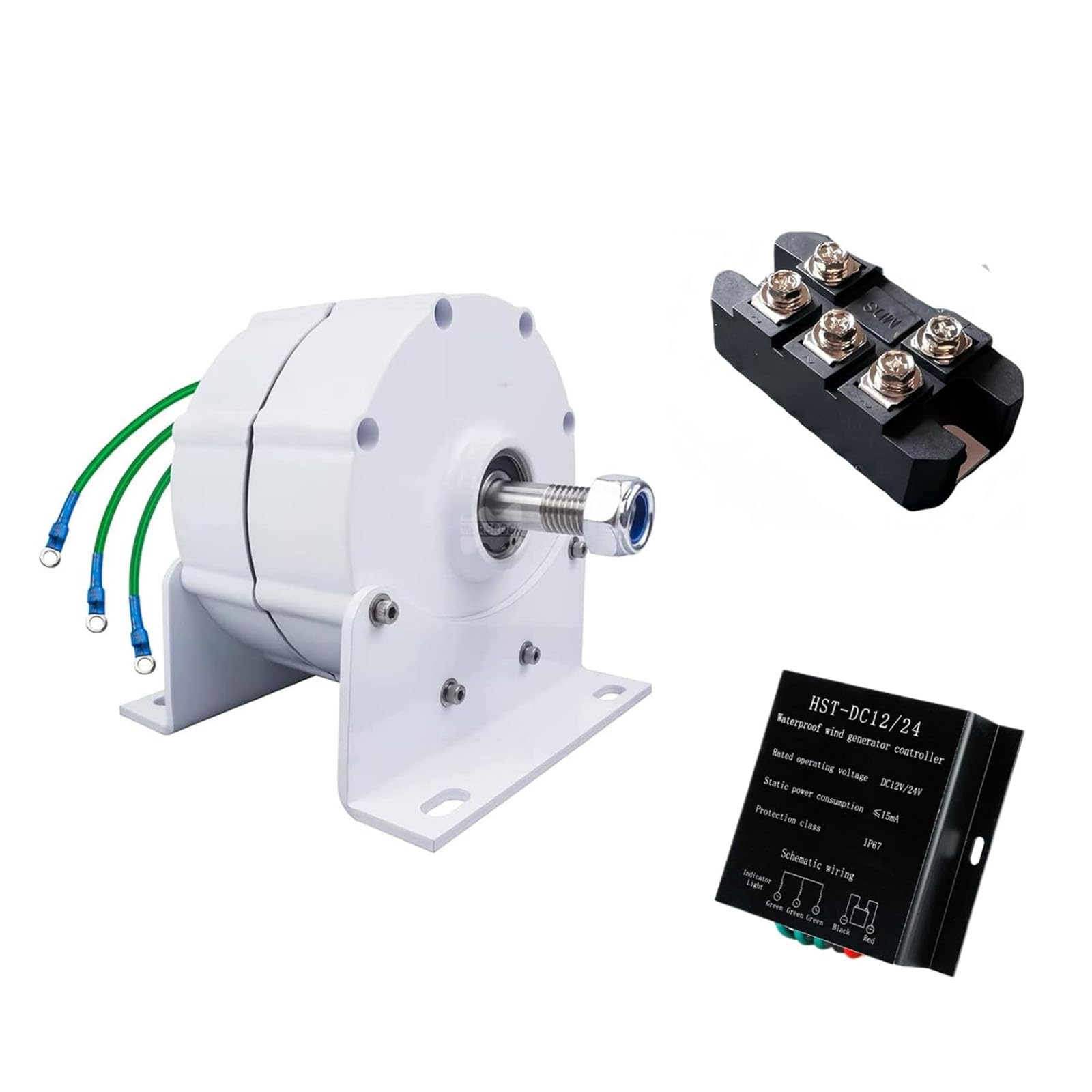 HYZHANHONG 24V, Low Speed Gearless Permanent Magnet Generator, 15000W12V -220Vportable Wind Turbine for Wind Turbine Water Turbine(With Base+ Rectifier),24V