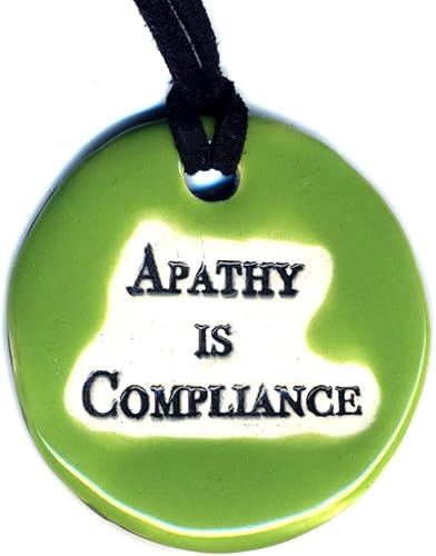 Apathy is Compliance Ceramic Pendant Necklace in Lime Green
