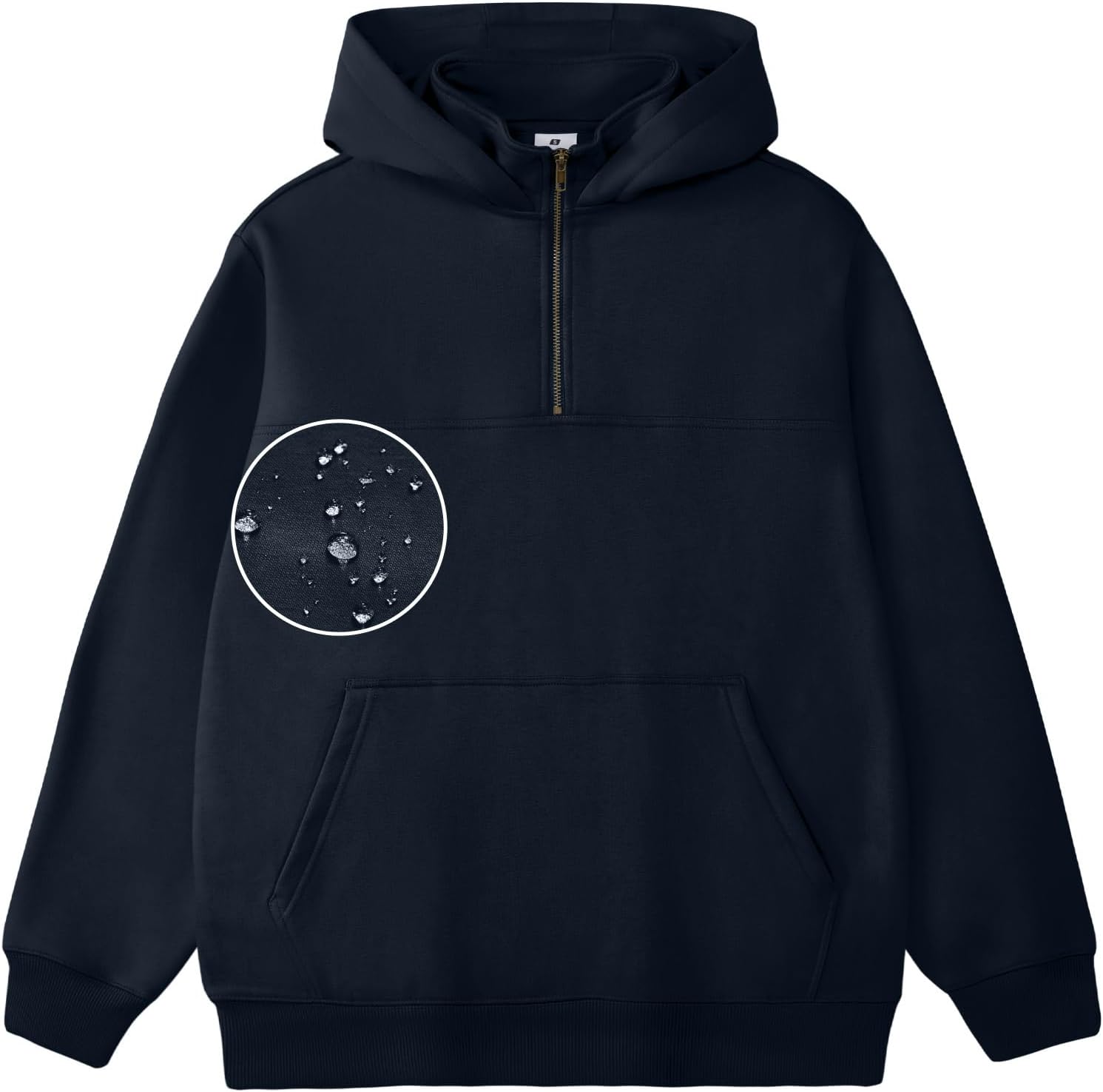 FAIABLE Mens Quarter Zip Hoodie with Hidden Pocket Waterproof Zip Up Hoodies Heavyweight Mock Neck Zipper Sweatshirts