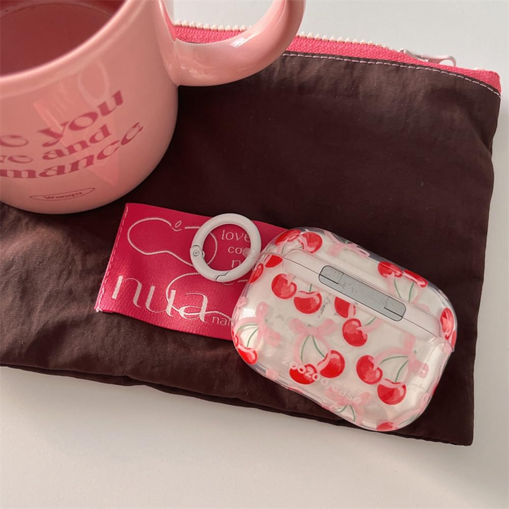 AIIEKZ Compatible Avec AirPods Pro 2 Case Cover 2022, Coque En TPU Souple Avec Joli Motif Floral Pour AirPods Pro 2e/1ère Génération Avec Porte-clés Fleur Et Mousqueton Pour Filles Et Femmes (Rouge