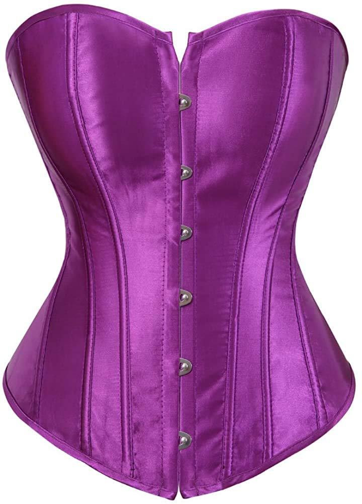 HNGHOU Women's Bustier Corset Top Plus Size Satin Waist Cincher Overbust Bustiers