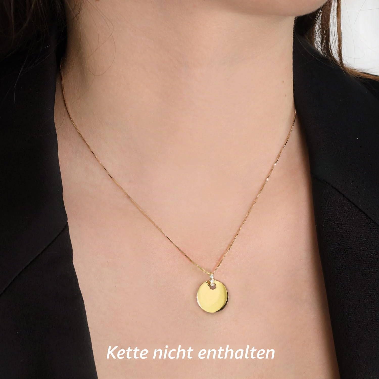 forme di Lucchetta - Anhänger Runde Medaille mit Saphiren 0 | 09 cts aus 585 Gelbgold, 16 mm, hergestellt in Italien